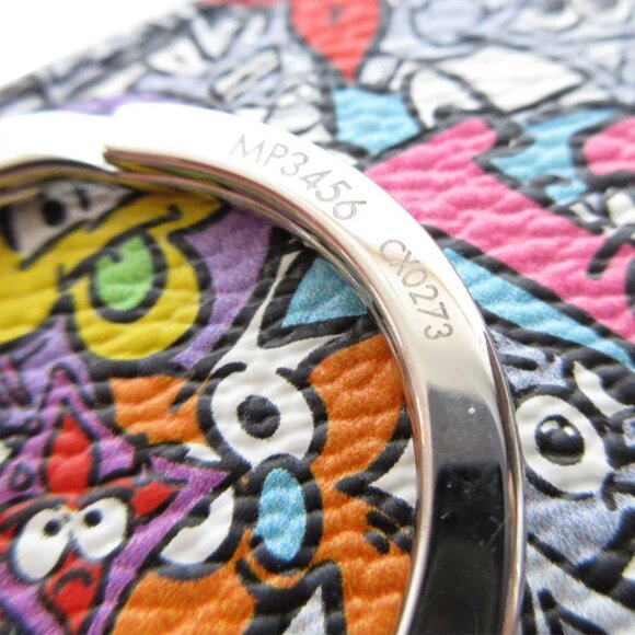 Auth LOUIS VUITTON Monogram Comics charm Key ring / Silver leather/metal s0493j - Picture 8 of 8